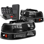 Set of 2 Black/Amber Side Headlight Bumper Lamps for Chevy Silverado (1999–2002)
