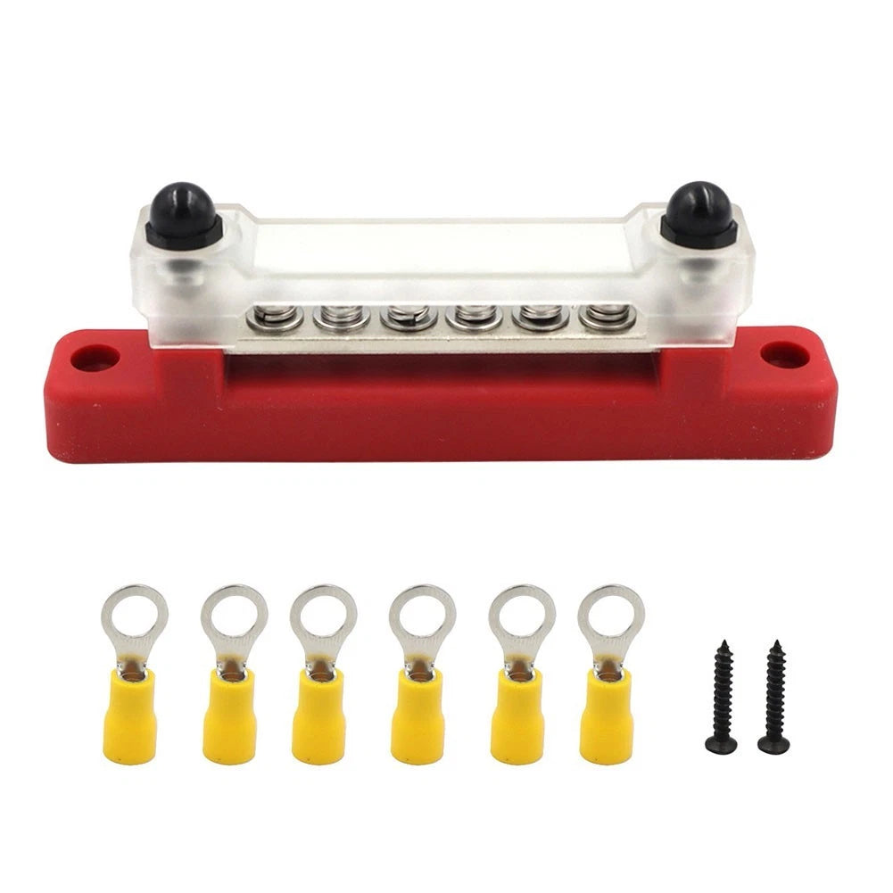 150A 6 Terminal Busbar with Clear ABS Cover for RV Automotive Boat (48V)