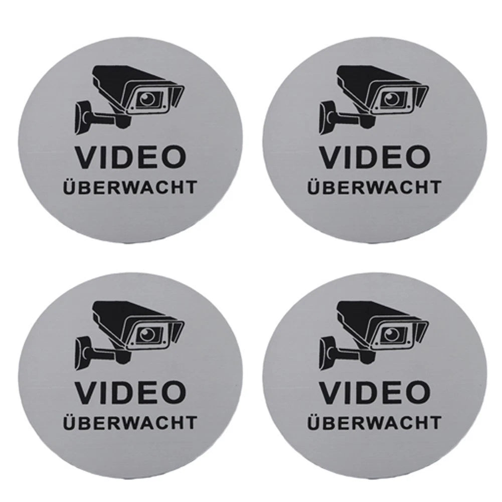 2X Brushed Aluminium Door Mounted Security Sign for Home