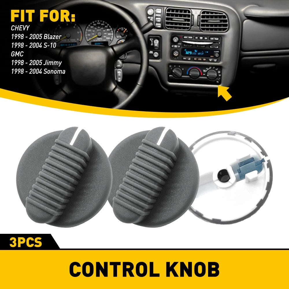 Set of 3 AC Heater Valve Control Knobs for Chevrolet Silverado Blazer (2000–2006)