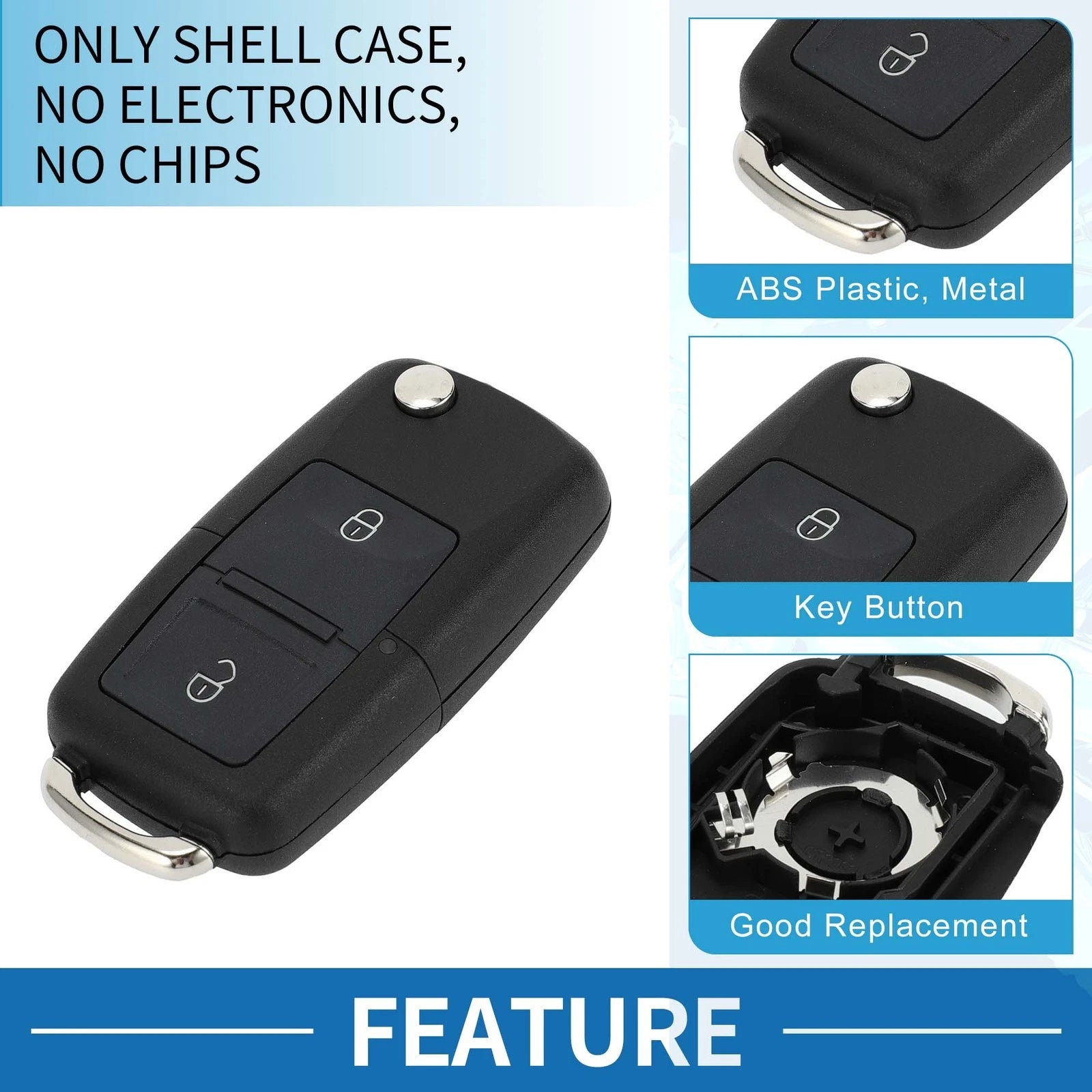 2 Button Keyless Entry Remote Fob Shell Case for Volkswagen Passat (2002–2005)