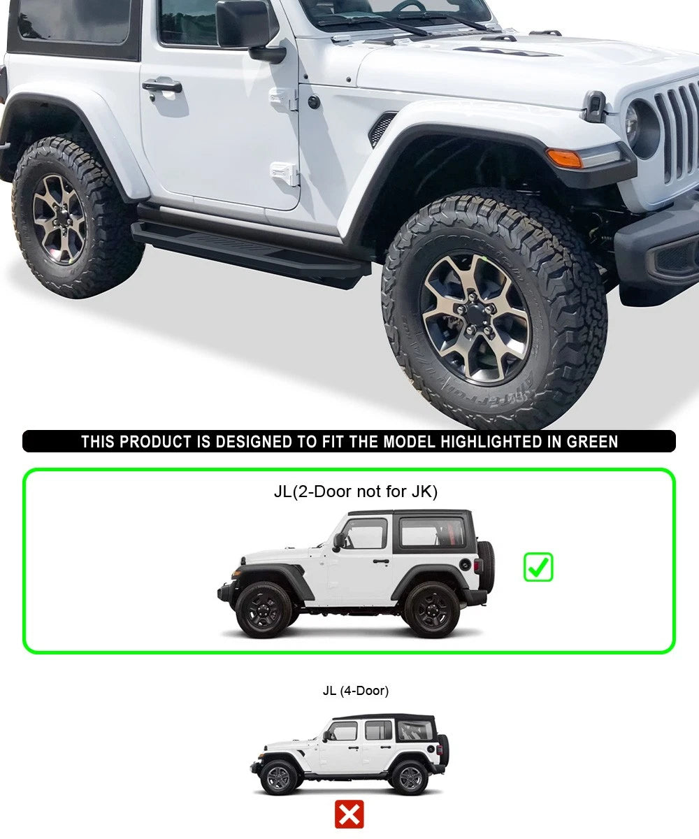 Side Armor for Jeep Wrangler JL 2018-2026 (2-Door) 6.5" Wide
