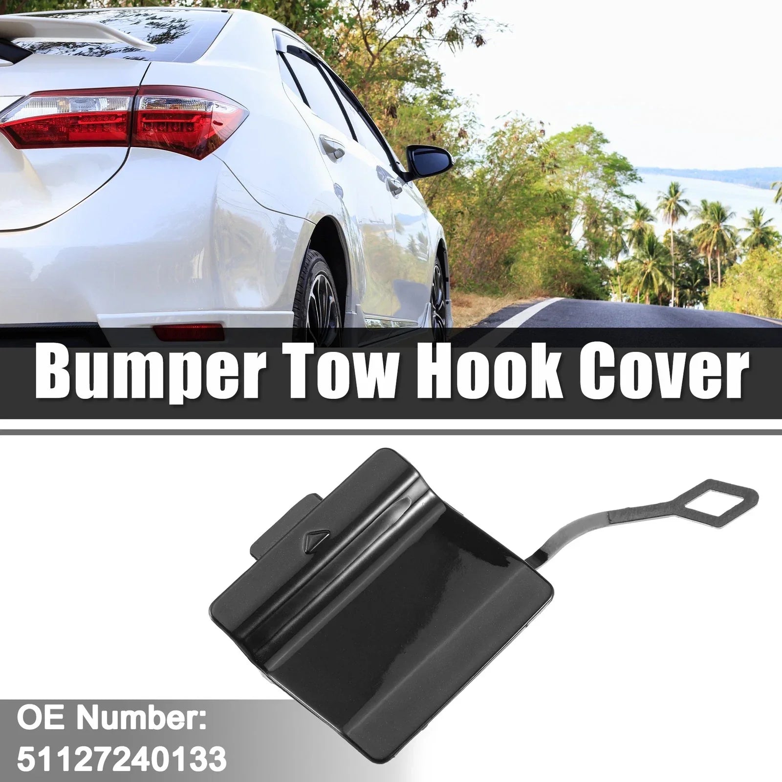 Rear Bumper Tow Eye Cover Cap for BMW 550i (2011 - 2013) Black