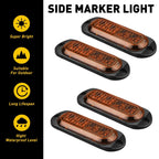 Set of 4 Amber LED Marker Lights for Truck Trailer (Oval)