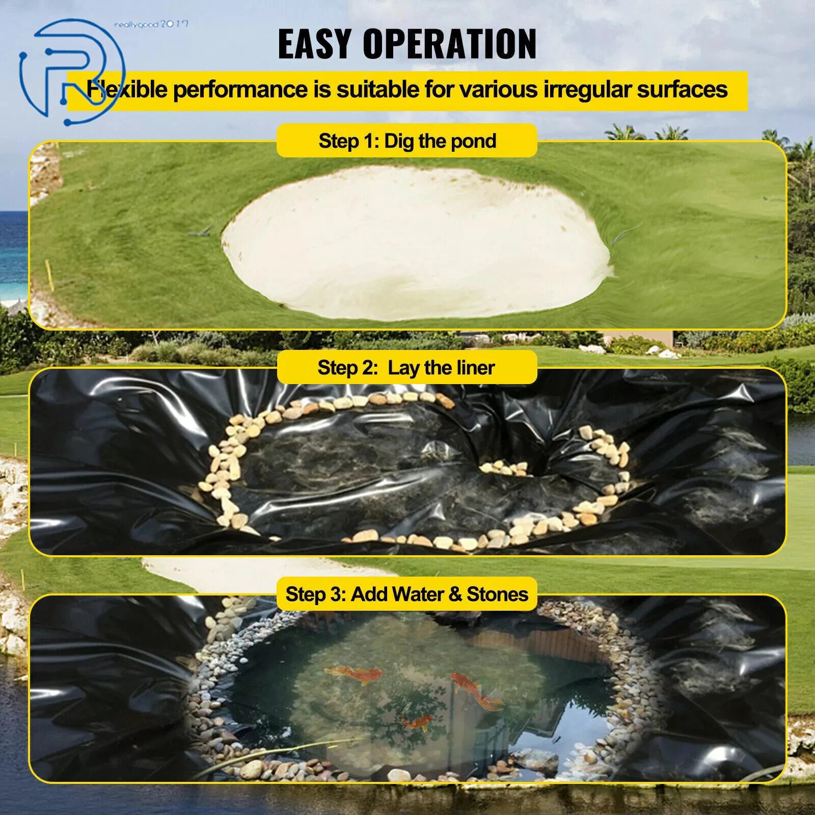 Pond Liner for Fish Pond (10 x 13 ft, 20 Mil)