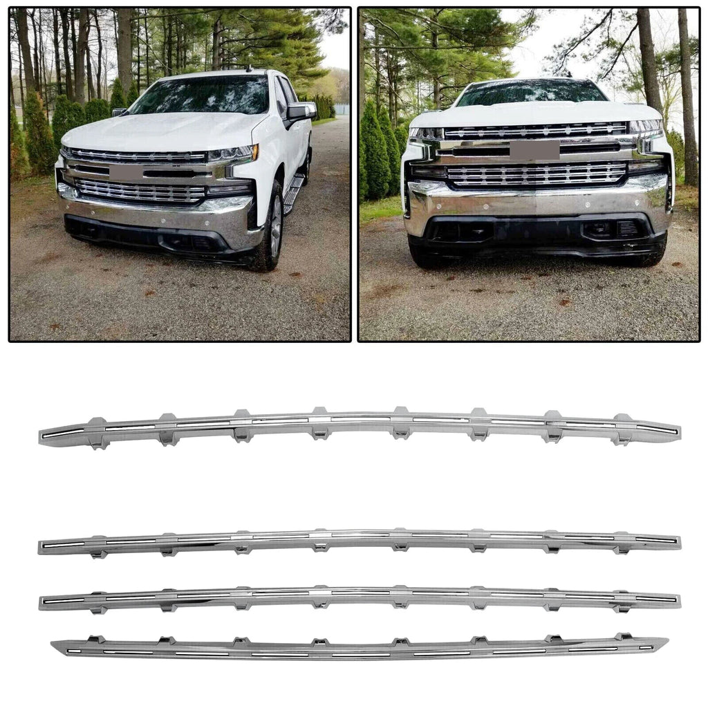 Chrome Grille Trim Molding Covers for Chevy Silverado 1500 LT RST (2019–2021)