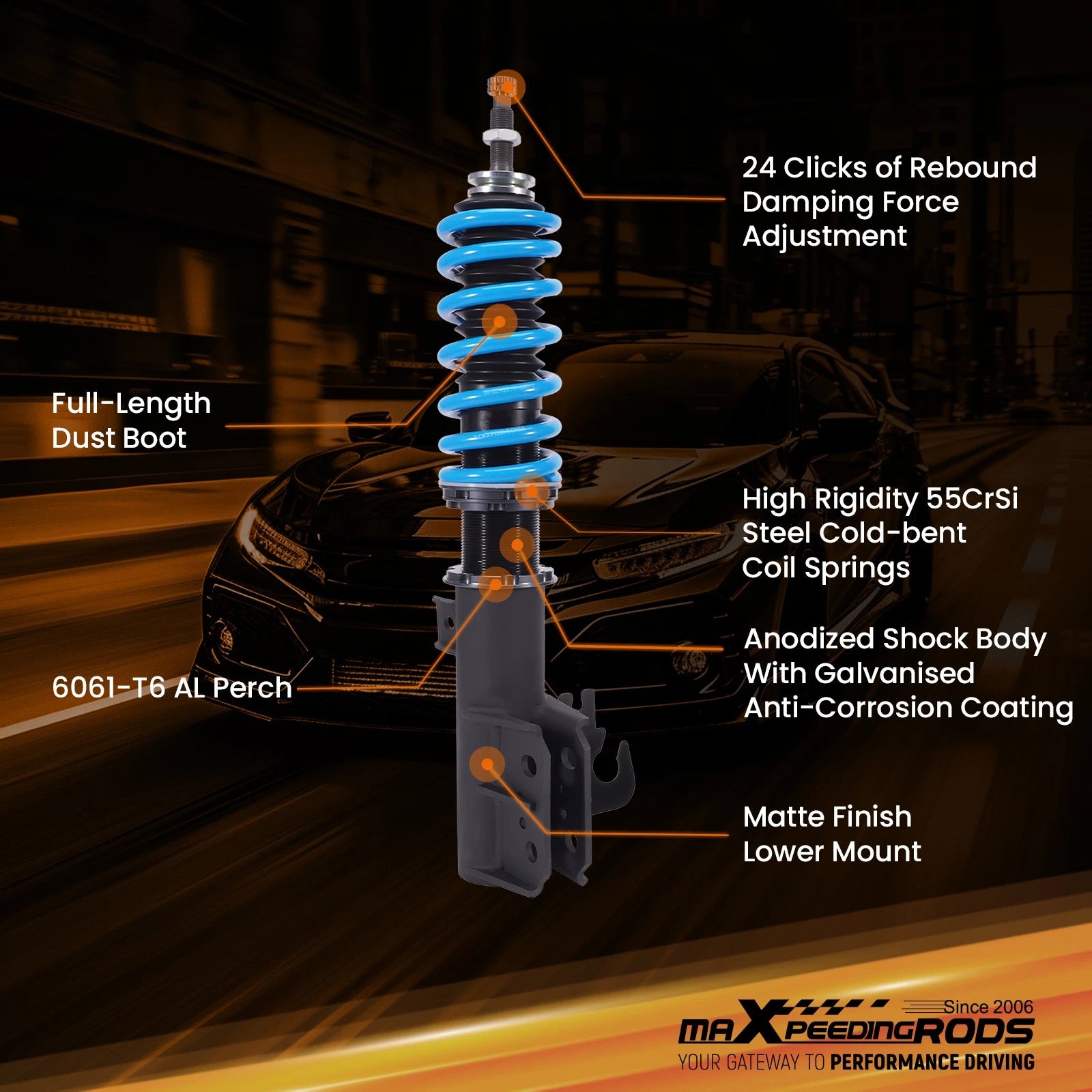 24 Way Adjustable Coilover Shock Lower Kit for Pontiac G8 (2008-2009)
