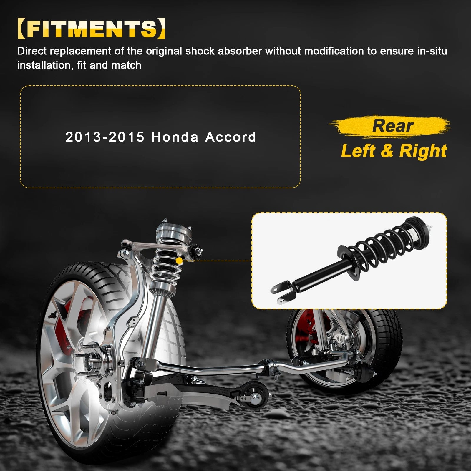 Set of 2 Rear Complete Struts with Coil Springs for Honda Accord (2013–2015)