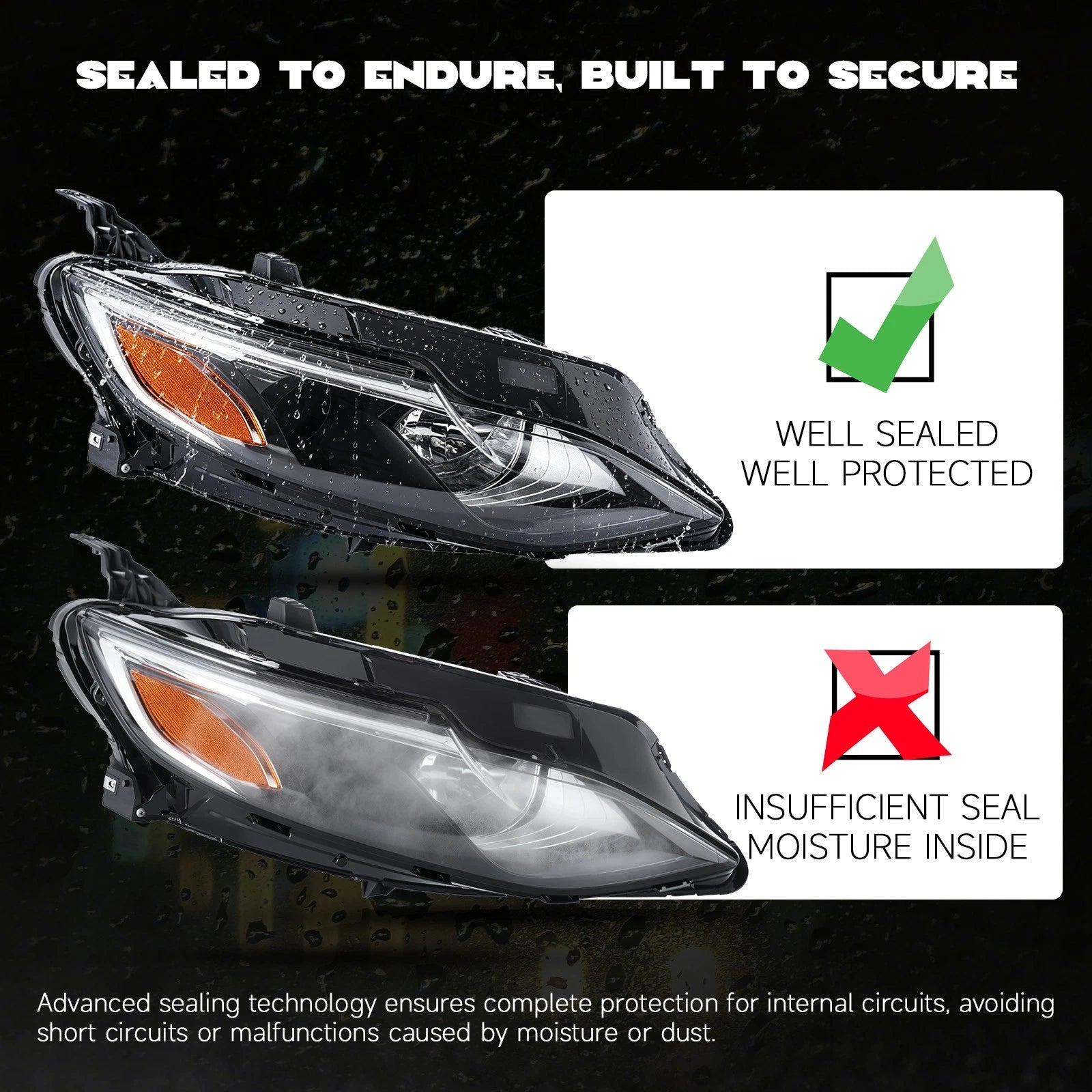 Halogen Headlight Assembly for Chevrolet Malibu (2019–2025) Right Side with Bulbs