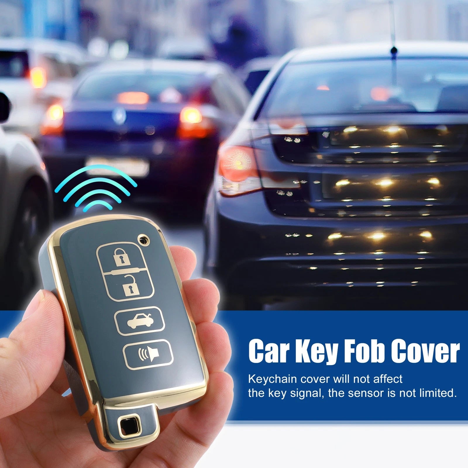 TPU Key Fob Cover for Toyota Avalon, Camry (2013–2020) - Blue