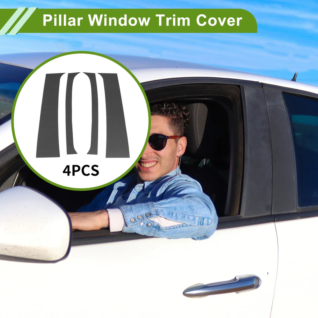 Set of 4 Pillar Window Trim for Dodge Ram (1994–2001) Carbon Fiber Black