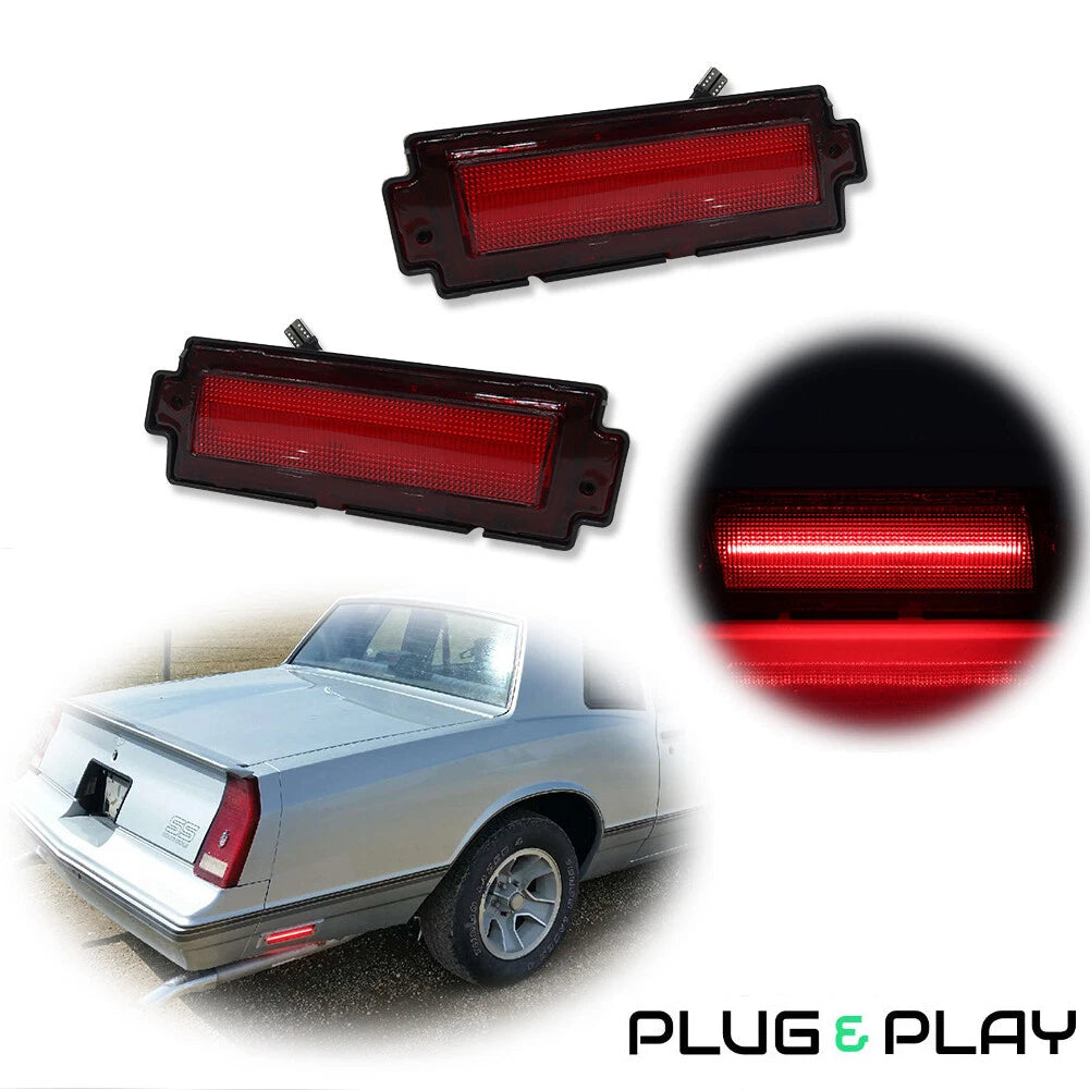 Set of 2 Red Rear Bumper Reflectors for Chevy Monte Carlo SS (1981–1988)