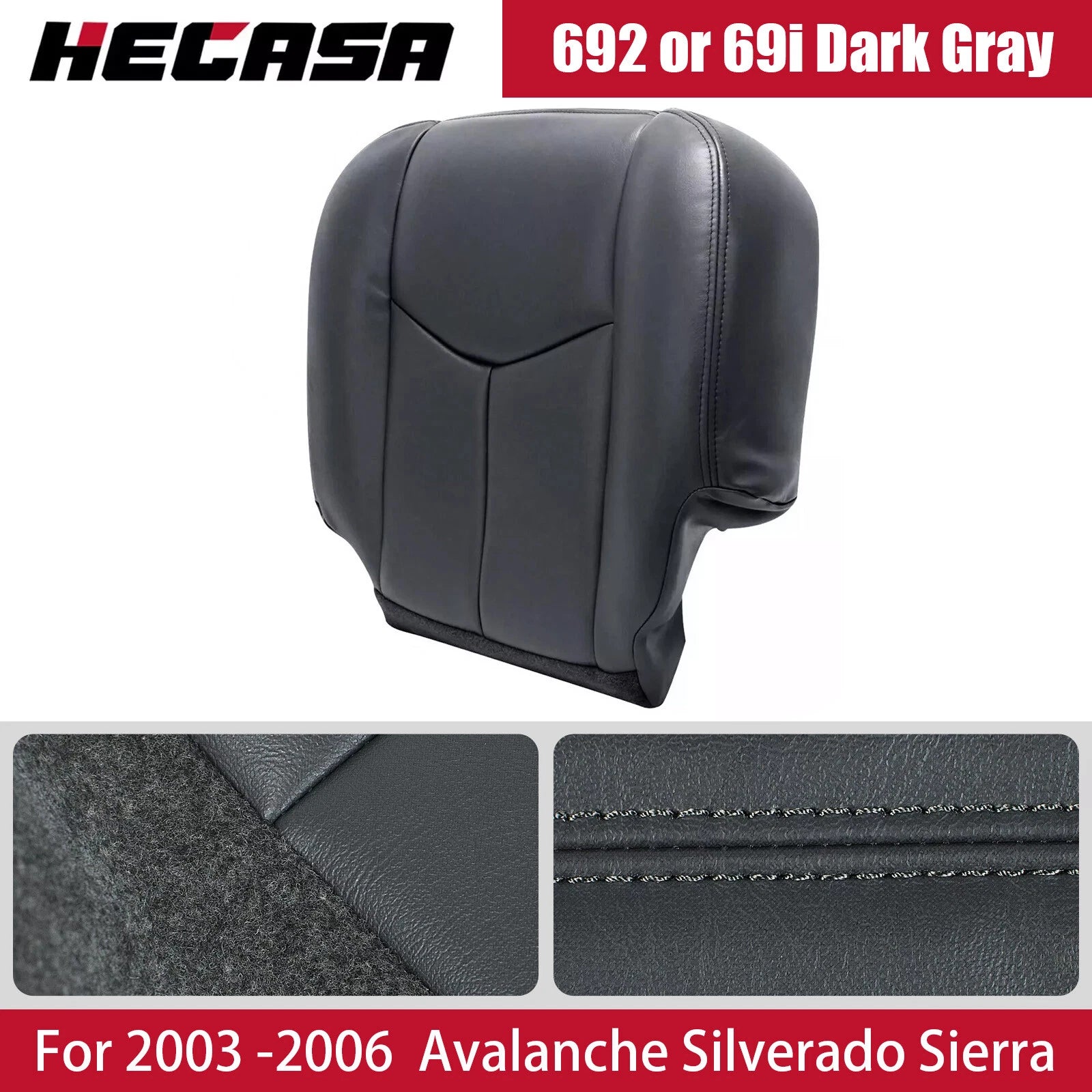 Driver Bottom Seat Cover for Chevy Silverado 1500 2500 HD (2003-2007) Dark Gray