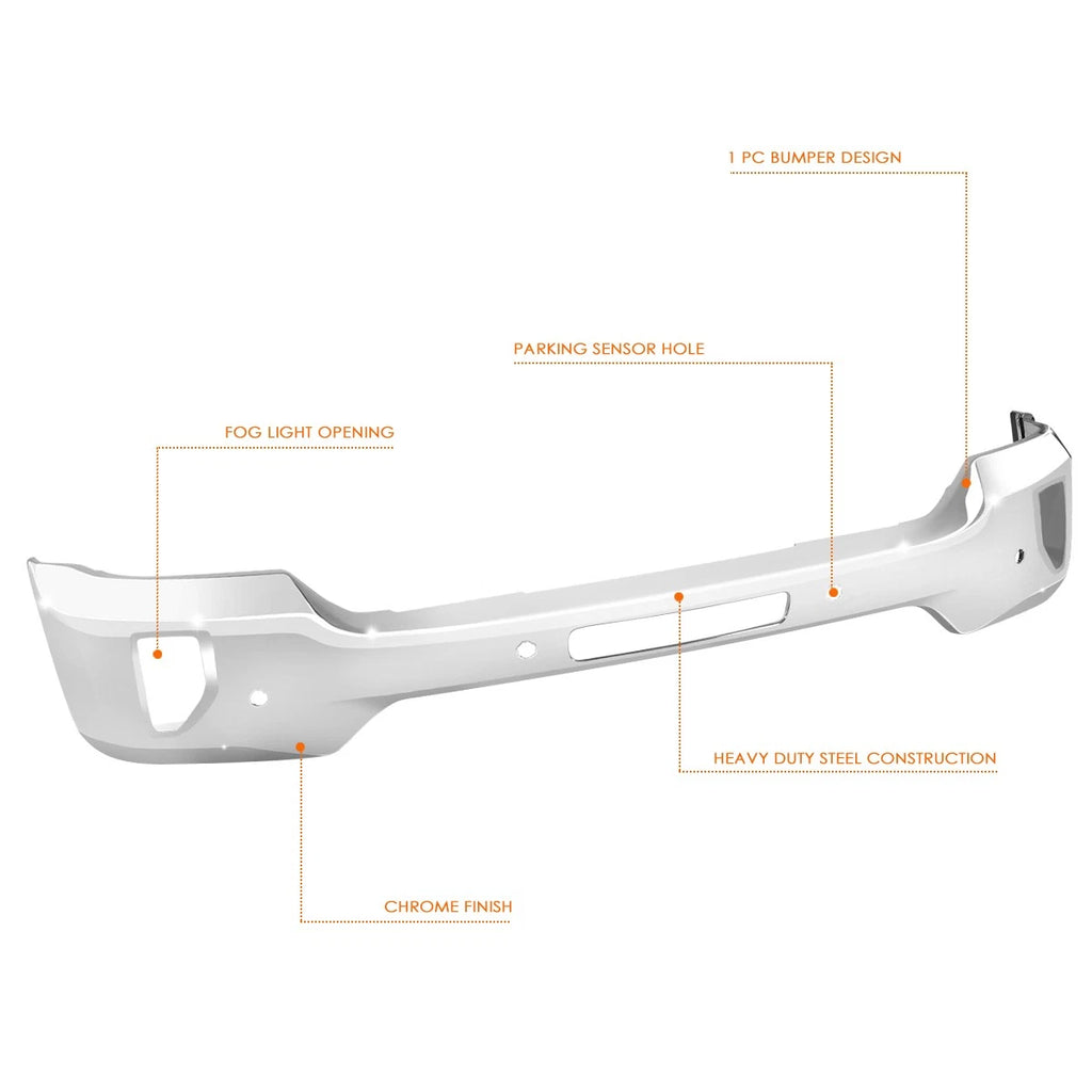 Front Bumper for Chevy Silverado 1500 (2016–2019) w/ Parking+Fog Light Cutouts Chrome