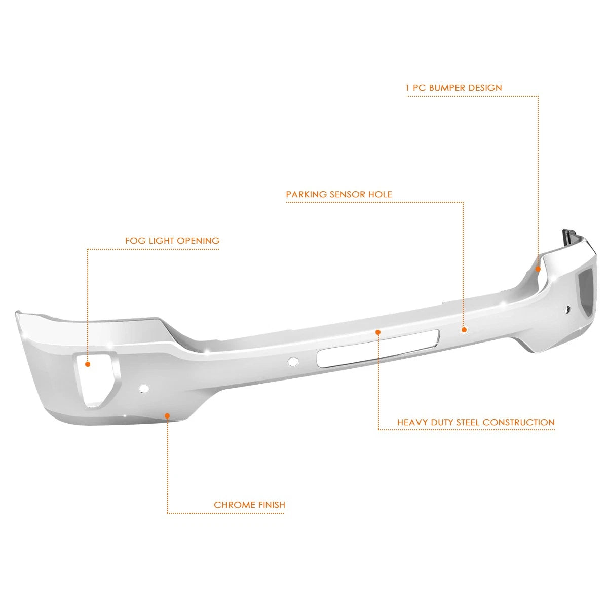 Front Bumper for Chevy Silverado 1500 (2016–2019) w/ Parking+Fog Light Cutouts Chrome
