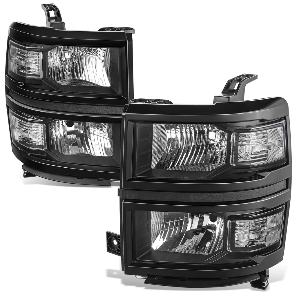 Black Clear Corner Headlights for Chevy Silverado 1500 (2014–2015)