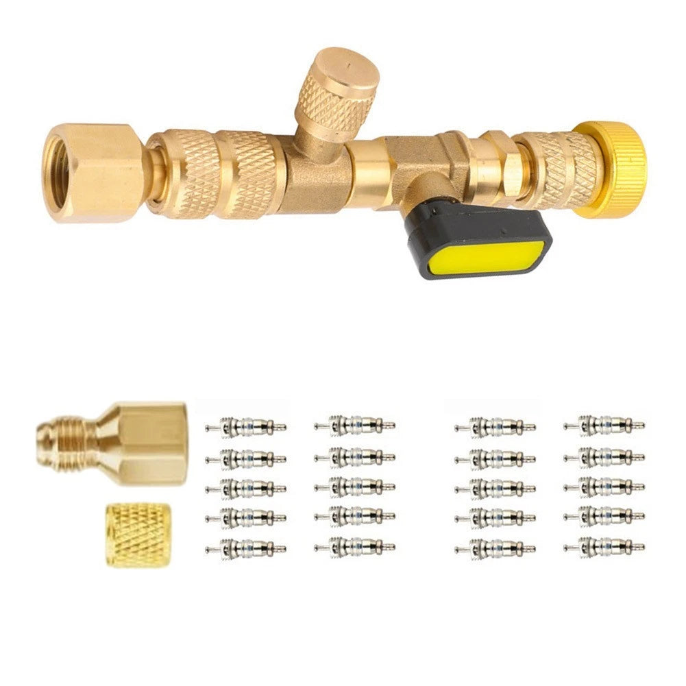 20 Valve Cores + HVAC Core Remover Tool Set for R22 R410A R404A R32