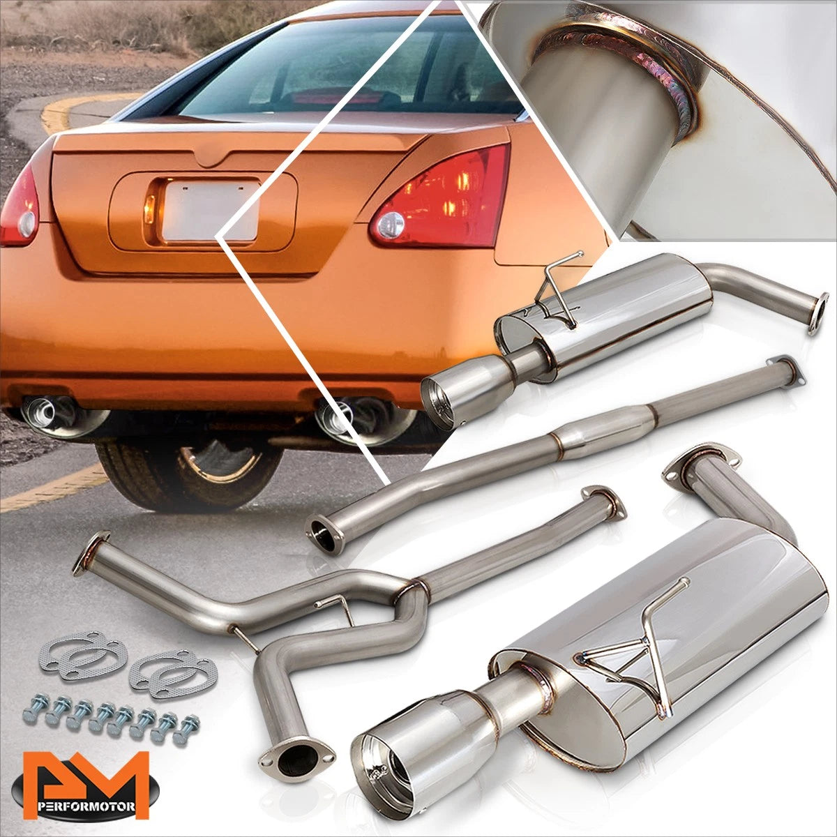 Dual 4" Muffler Tip Catback Exhaust for Nissan Maxima 3.5L V6 (2004–2008)