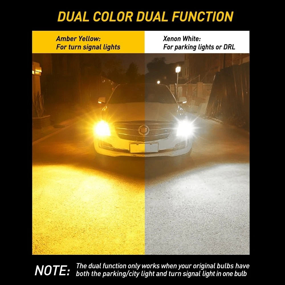 2X 7443 LED Canbus Switchback Turn Signal Bulbs for