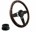 14 Inch Black Wood Steering Wheel with Bowtie Horn for 1969-1994 Camaro