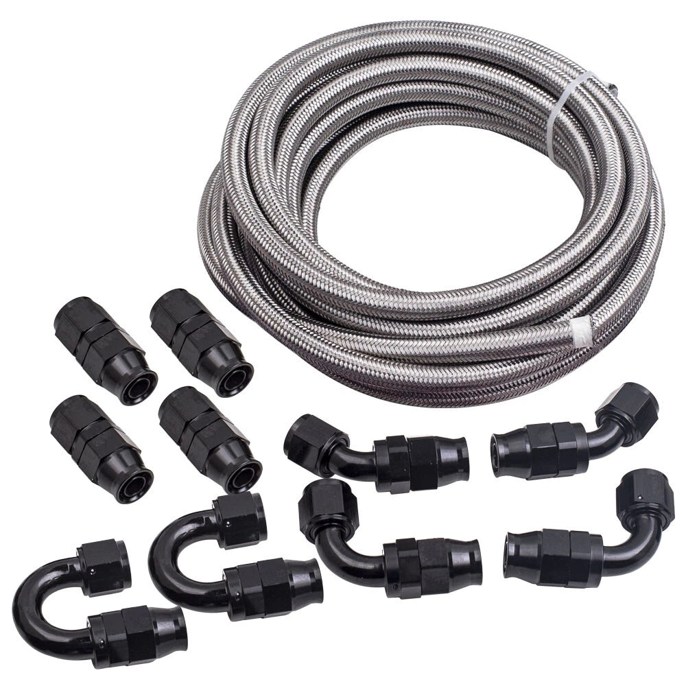 Stainless Steel Nylon Braided Fuel Line Kit for Universal Applications (20FT)