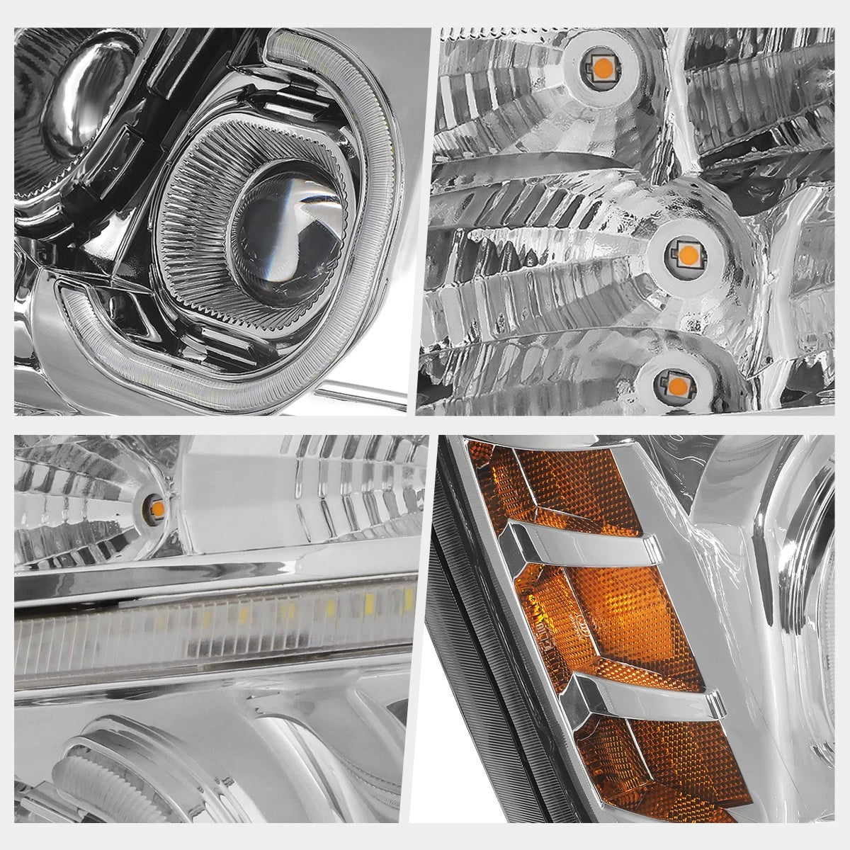 3D LED Bar Halo Ring DRL Projector Headlights for Freightliner Cascadia (2008–2017)
