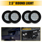 Set of 4 DOT 2.5" Round White LED Clearance Tail Marker Lights for Utility Trailer