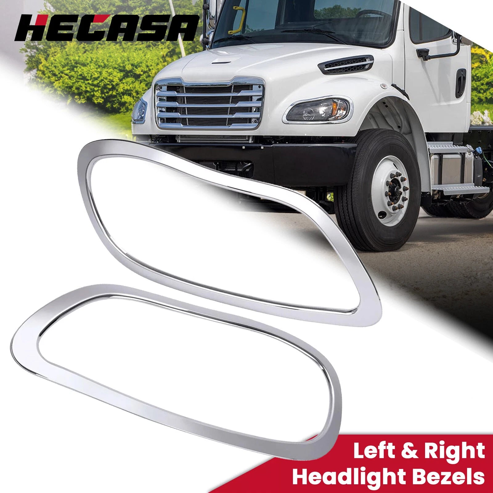 Chrome Headlight Bezels for Freightliner M2 100 106 112 (2002–2018)