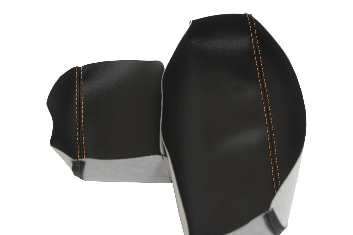 Leather Console Lid Armrest Cover for Audi Q7 (2007–2015) Orange Stitch