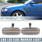 2X Clear Lens LED Side Marker Amber Light 8E0949127 for Audi A4 (2002–2009)