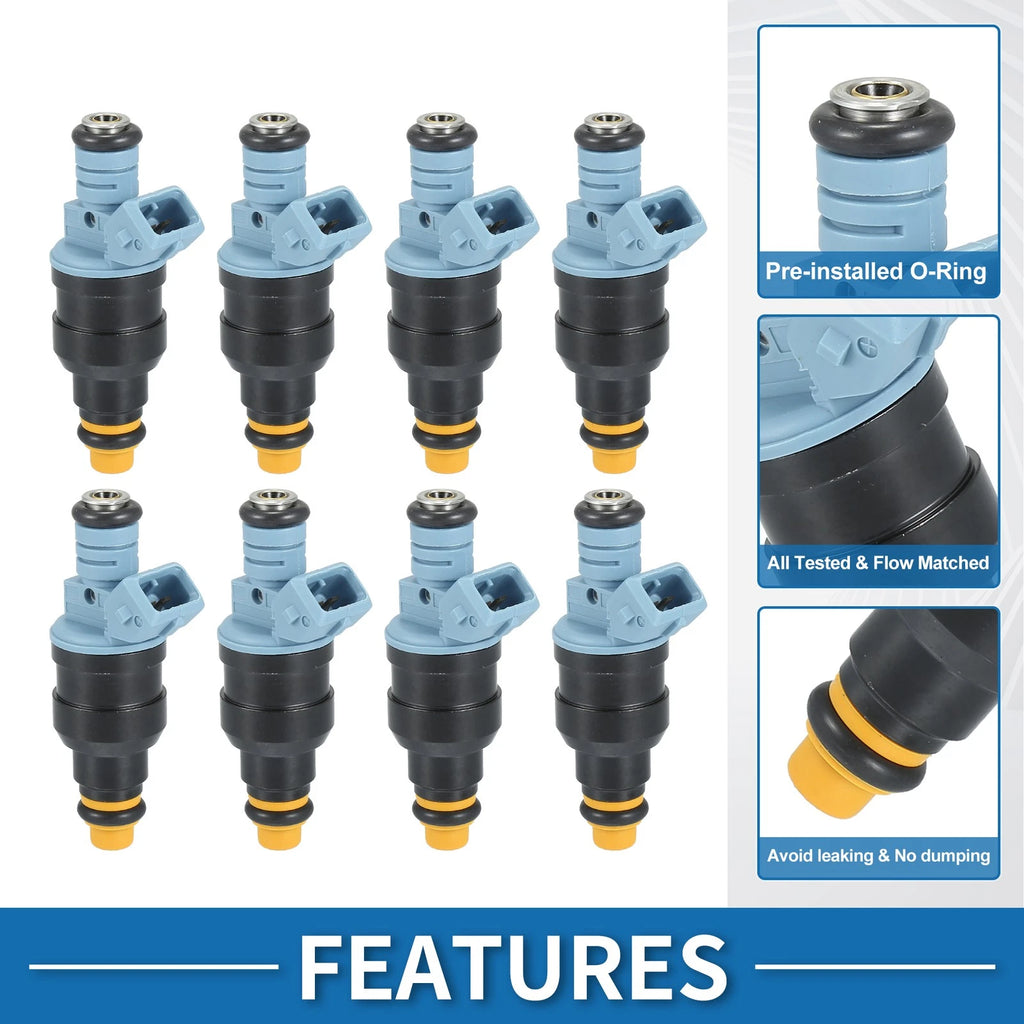 Set of 8 Fuel Injectors No.0280150947/F1TZ-9F593-D for Ford F-250 (1991–1995)