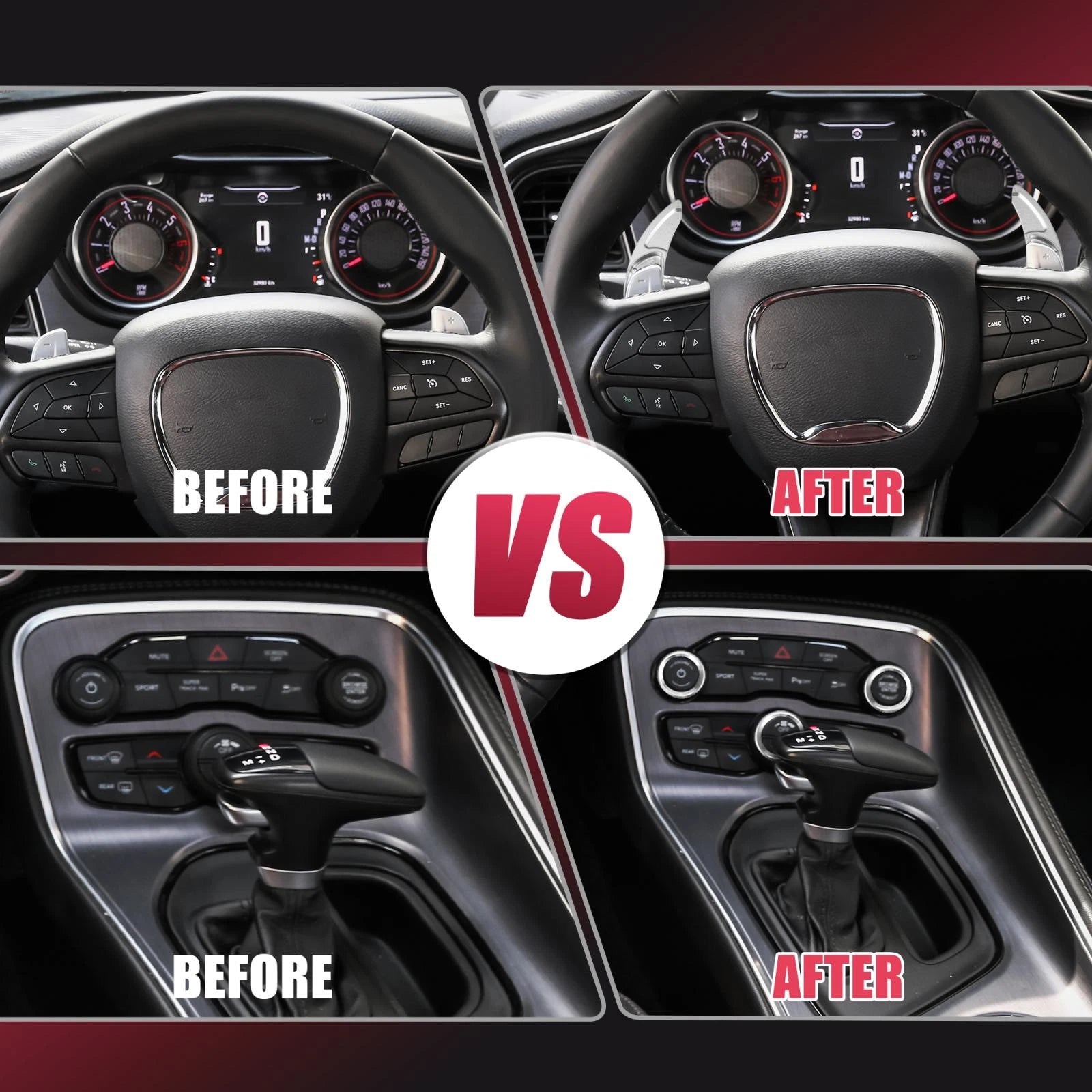 Silver Tone Inner Paddle Shifter Set for Dodge Charger (2015–2023) 745065577905
