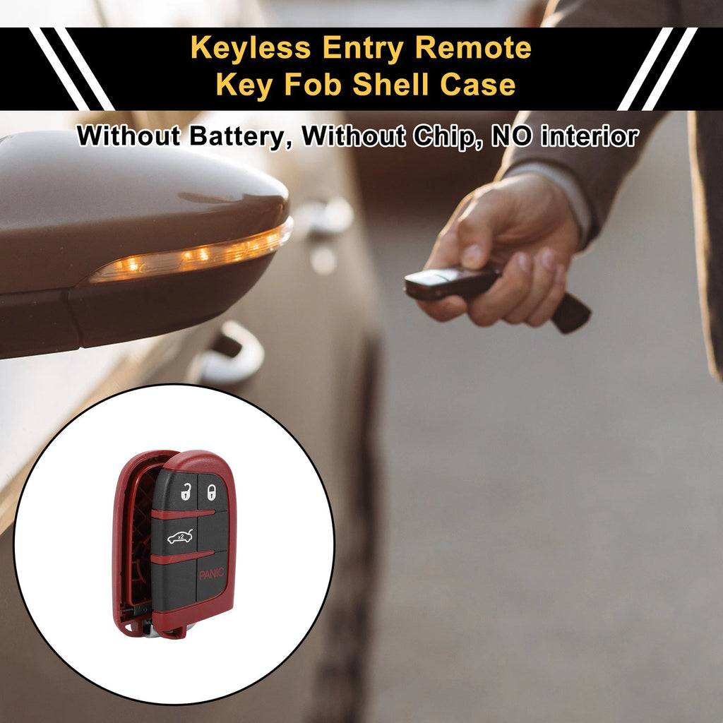 Set of 4 Key Fob Shell Cases for Dodge Charger (2006–2023) Black Red