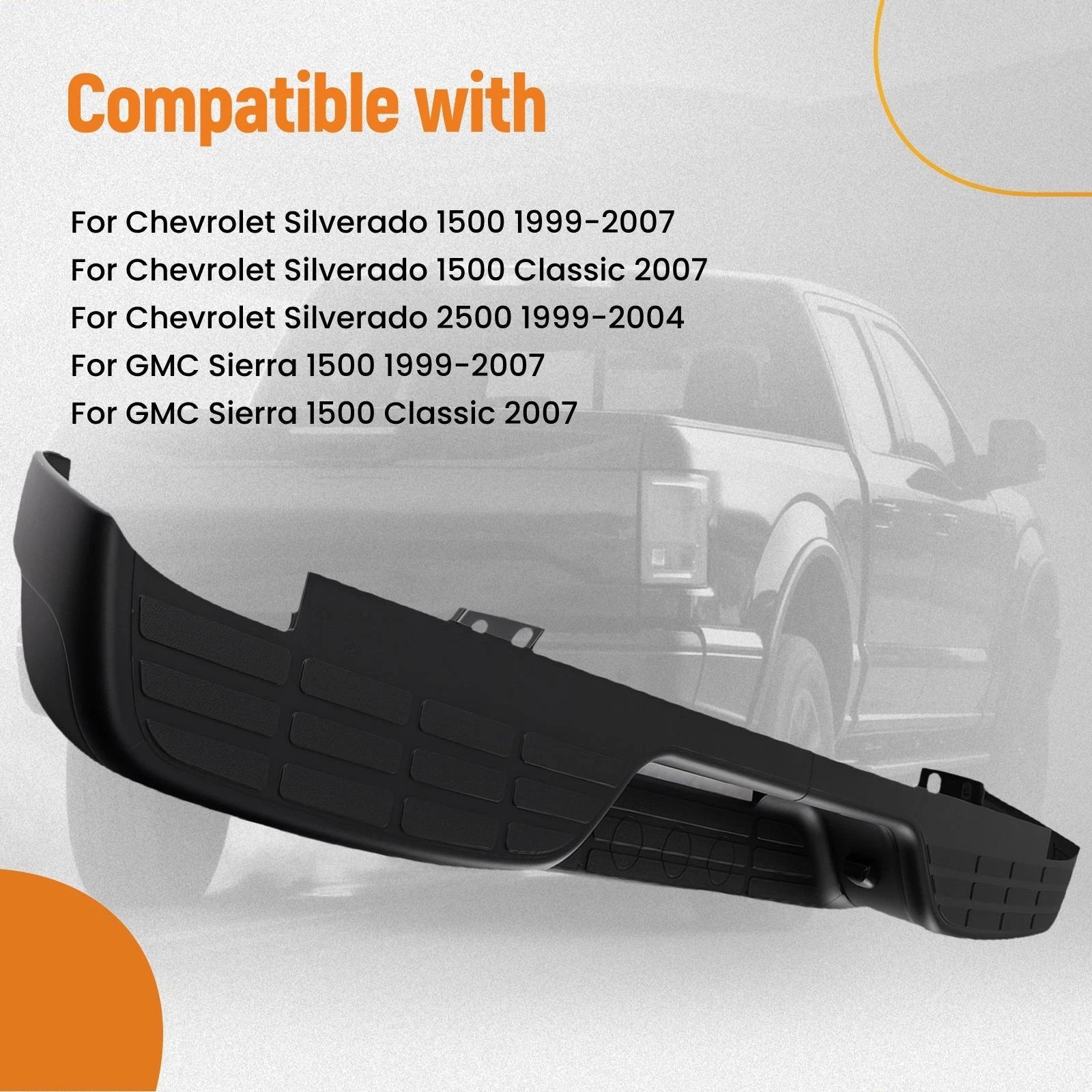 Rear Step Bumper Assembly Black for Silverado/Sierra (1999–2007) GM1191120 GM1191121