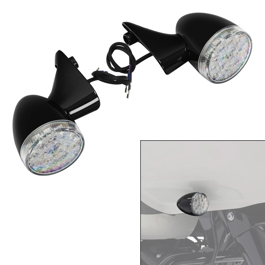 Black Front Turn Signal Lights Amber for Harley Road Glide Special (2015–2023)