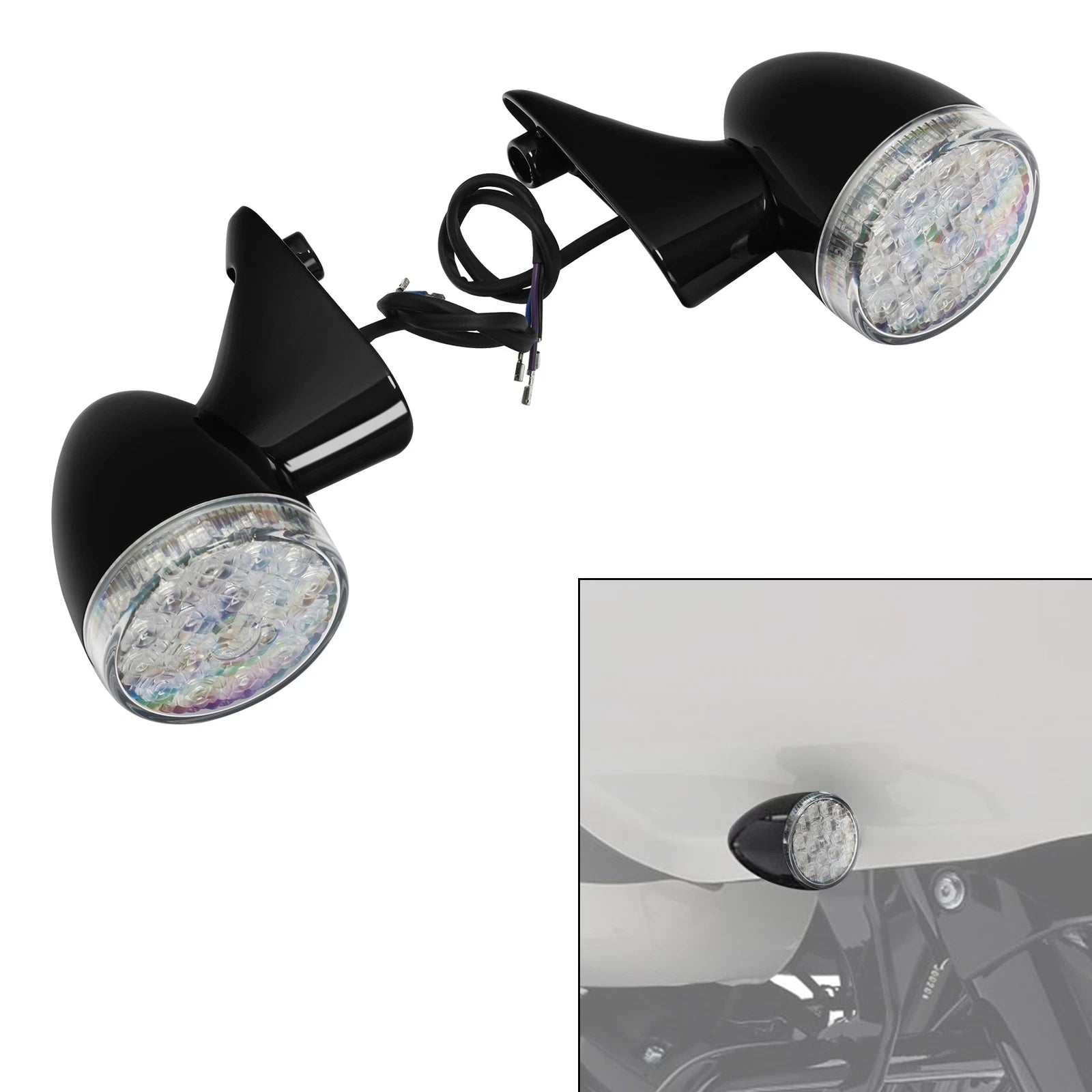 Black Front Turn Signal Lights Amber for Harley Road Glide Special (2015–2023)