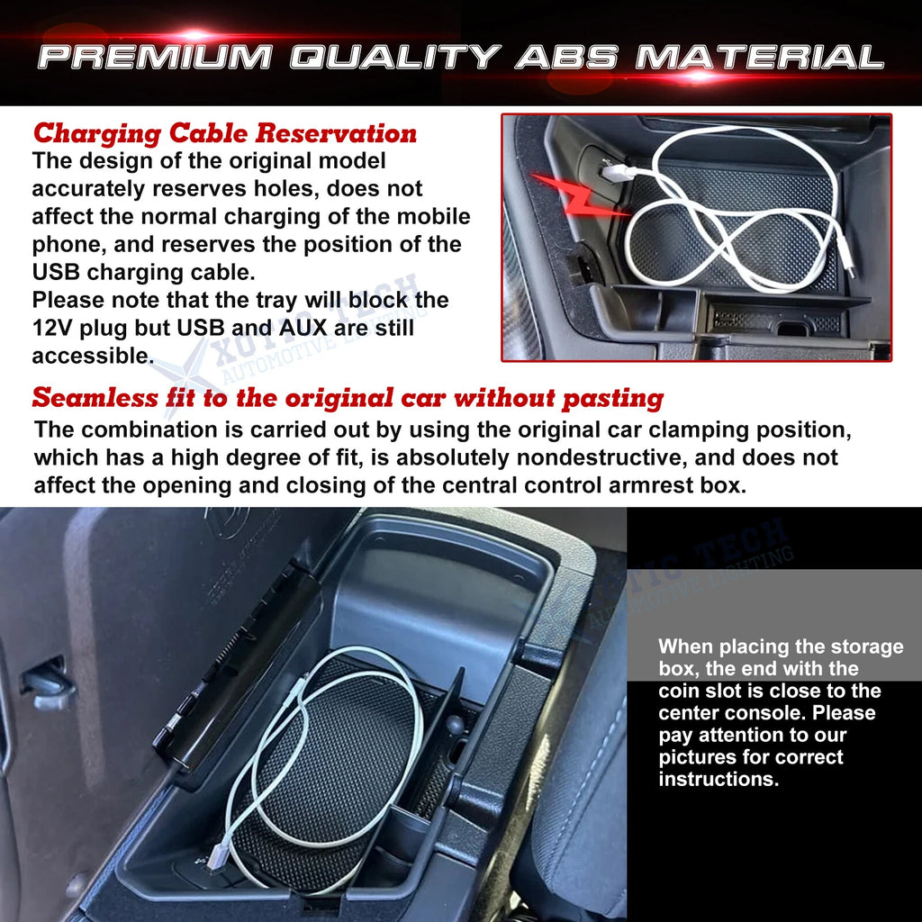 Armrest Box Secondary Storage Organizer with Coin Holder for Dodge Challenger (2015-2025)