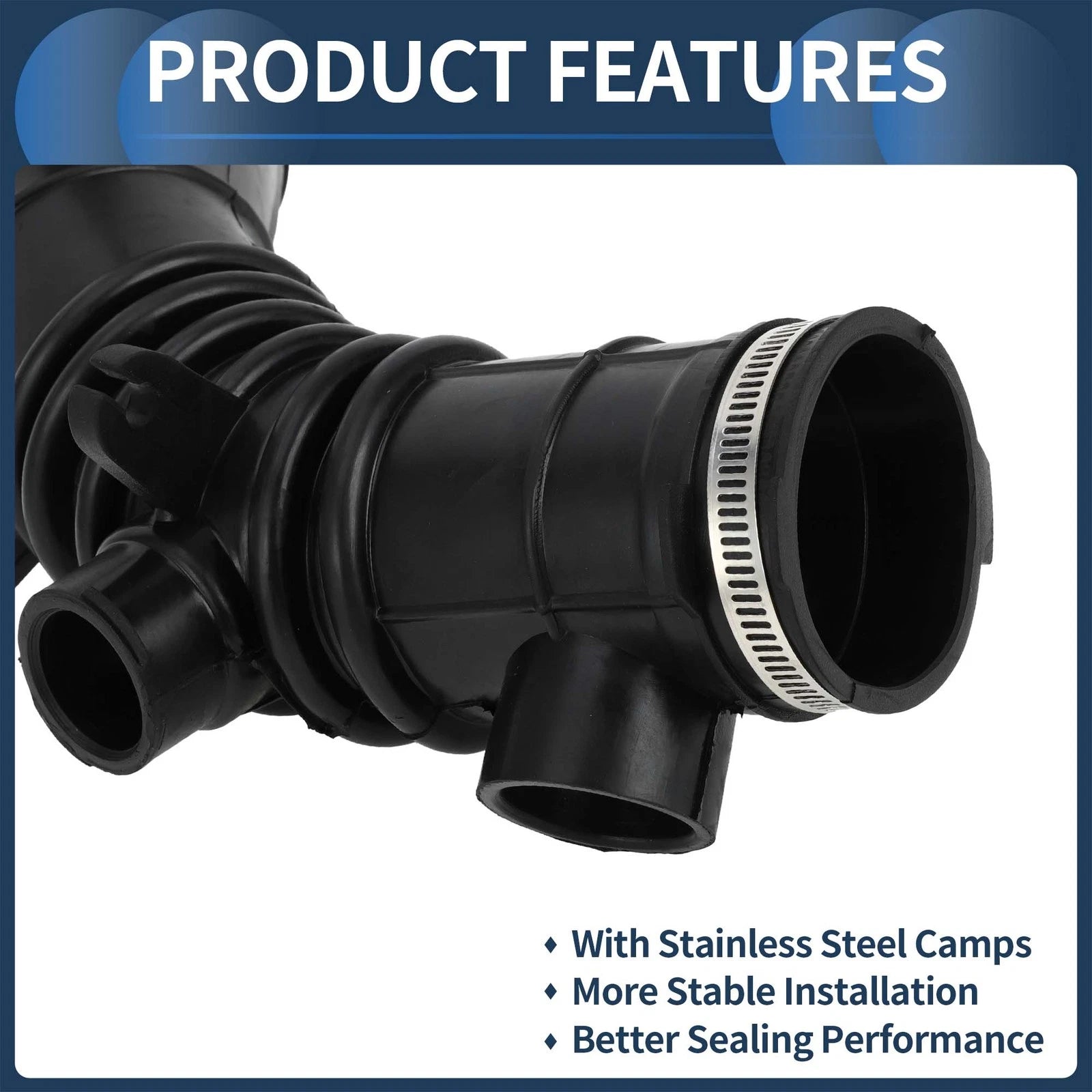 Intake Hose Tube with Clamps for Toyota Solara (2004–2008) Black