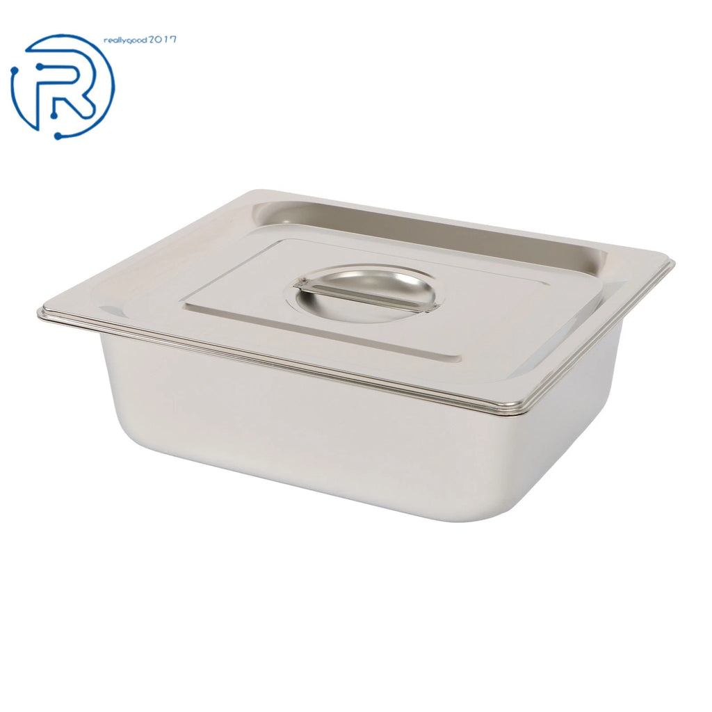 Set of 8 Stainless Steel Hotel Pans 1/2 Size 4" Deep with Lids
