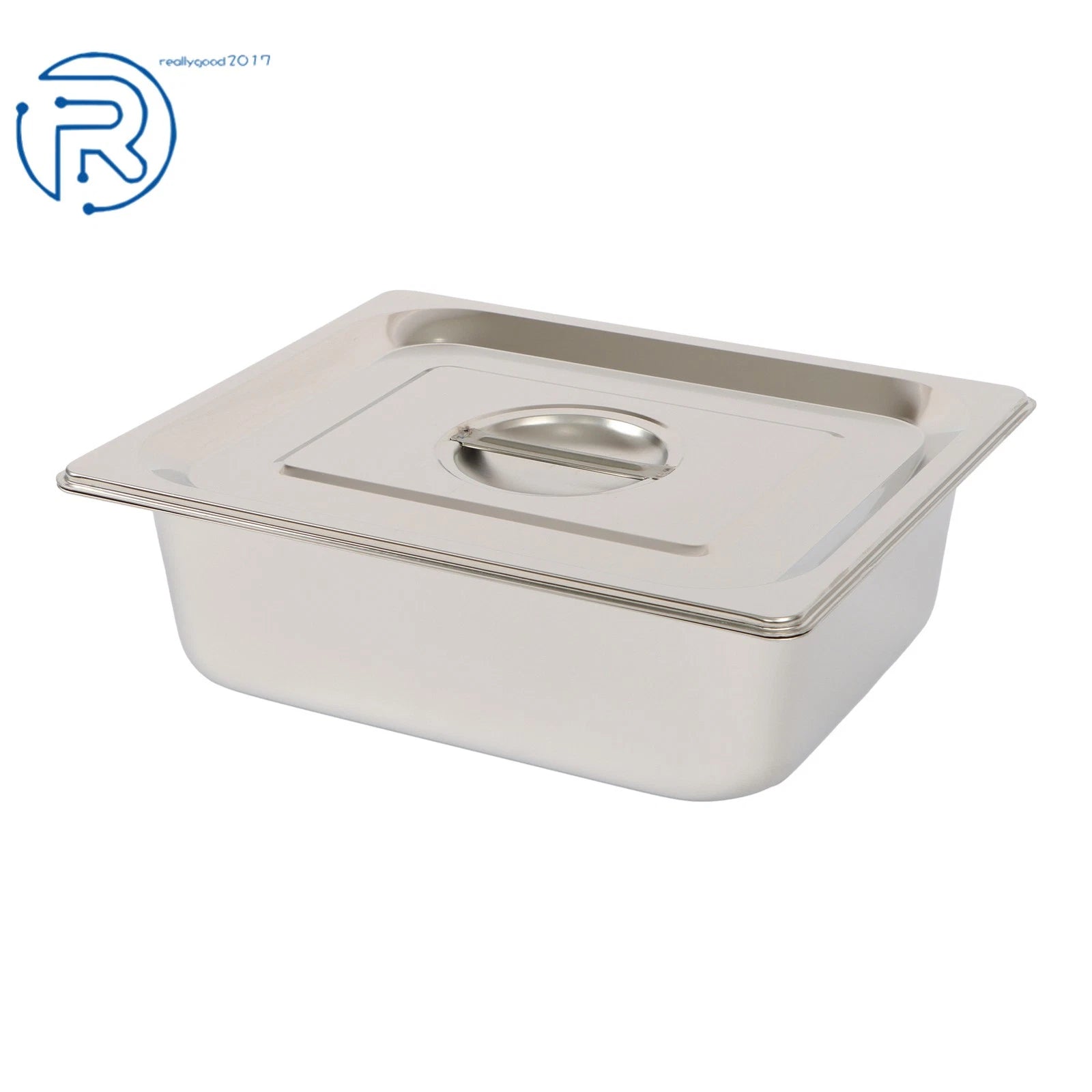 Set of 8 Stainless Steel Hotel Pans 1/2 Size 4" Deep with Lids