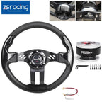 Flat Dish Racing Steering Wheel + Quick Release Adapter Kit for Universal (13")