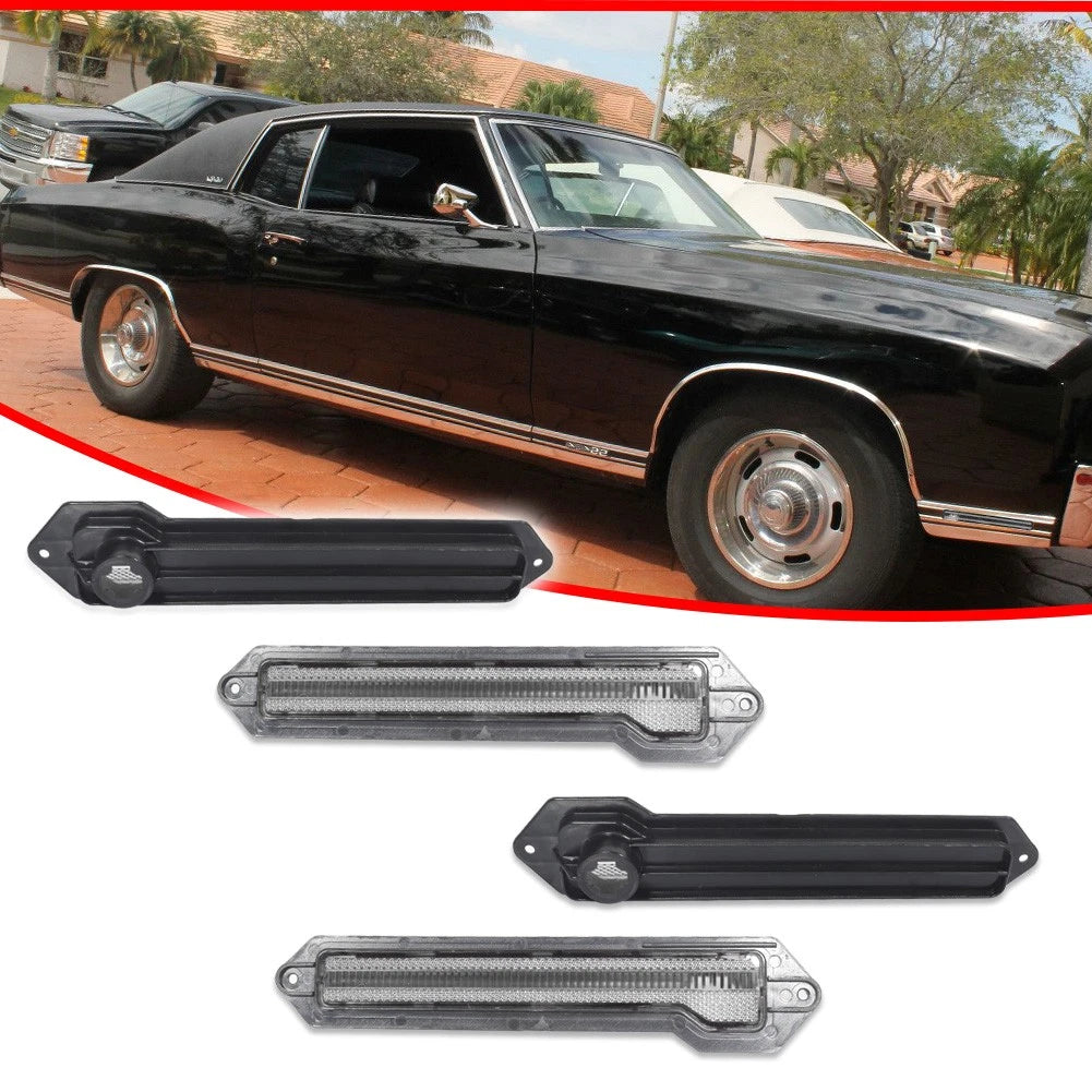 Set of 4 Clear Front & Rear Bumper Side Marker Lights for Chevrolet Monte Carlo (1970–1972)