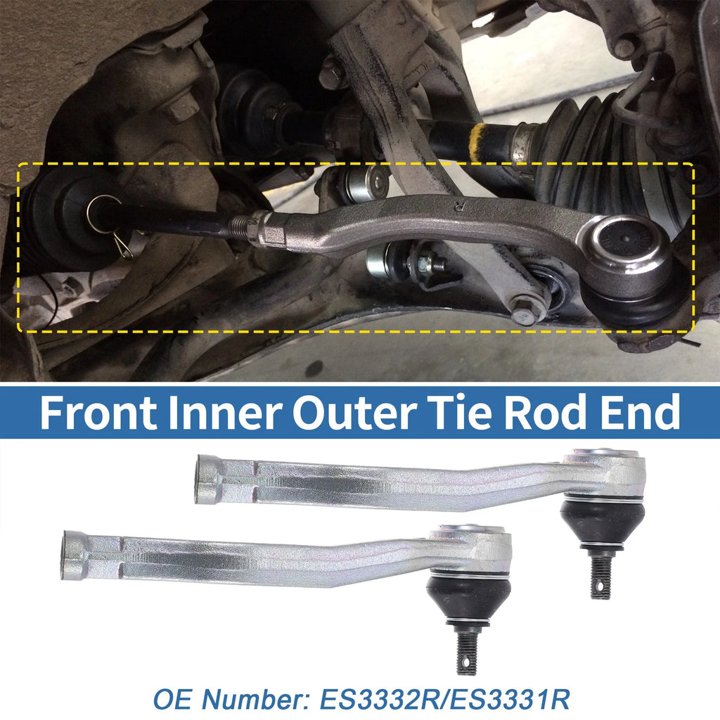 2pcs Front Outer Tie Rod End Links for Honda Civic CR-V (No. ES3332R/ES3331R)