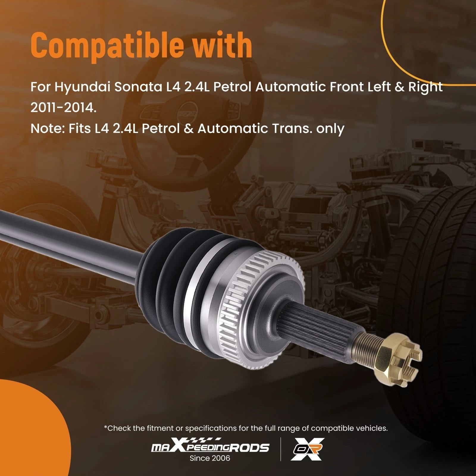 2X Front CV Axle Shaft Assembly for Hyundai Sonata (2011-2014)