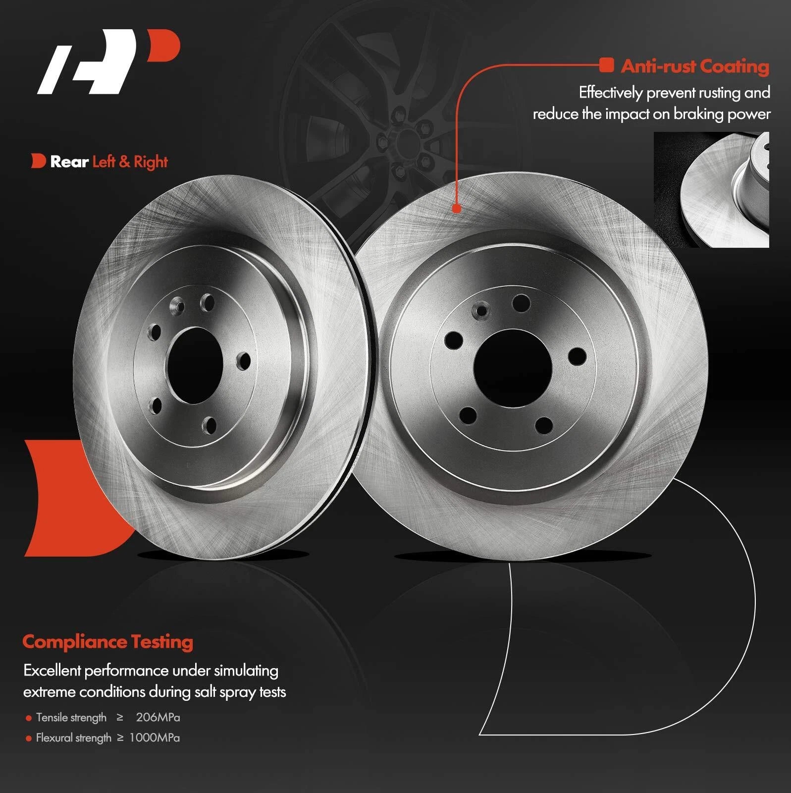 Rear Disc Brake Rotors for Ford Explorer Taurus Flex Lincoln (2013-2019)