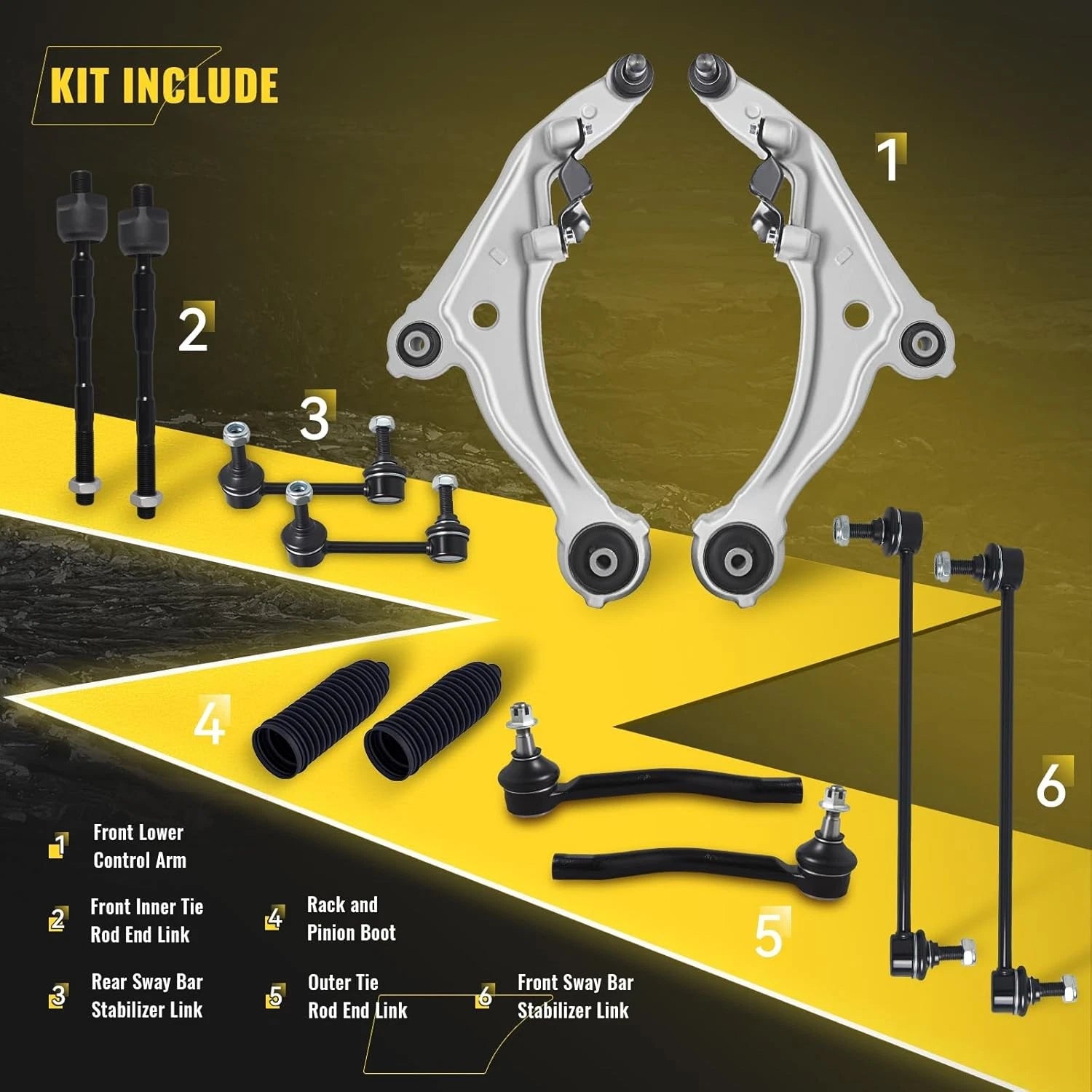 12pc Front Lower Control Arm Tie Rod Sway Bar Kit for Nissan Maxima (2009–2014)