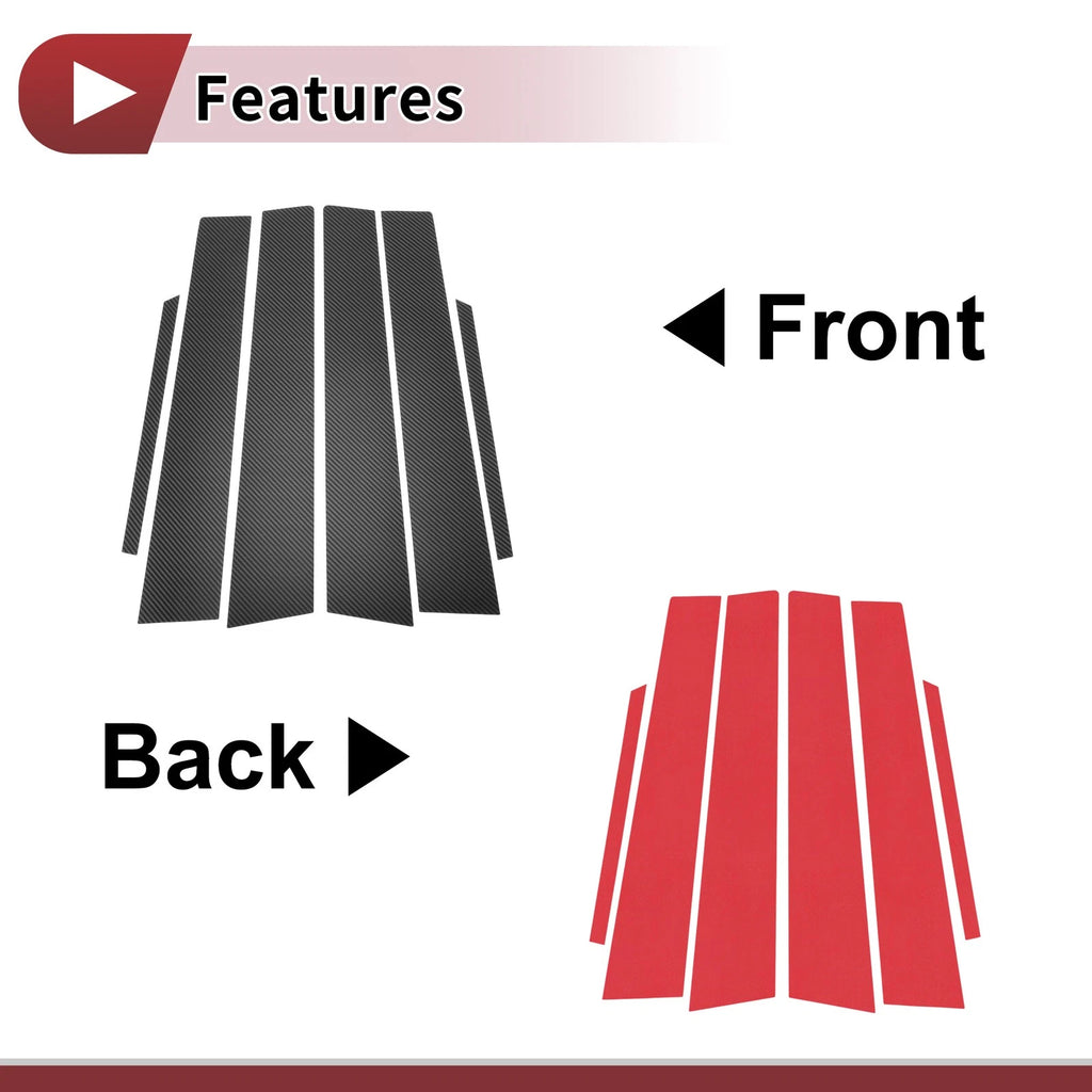 6 Pcs Car Door Pillar Window Trim for Toyota Corolla (2007–2013) Carbon Fiber