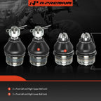 Set of 4 Front Upper & Lower Ball Joints for Ford E150 (2000-2014)