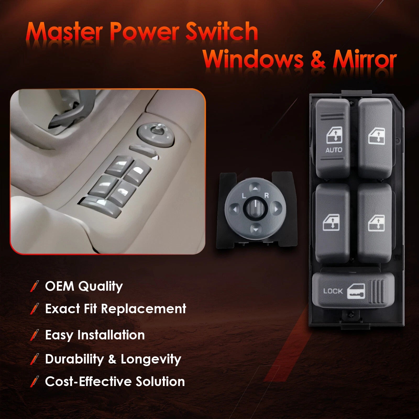 Master Power Window Mirror Control Switch for Chevy GMC C/K 1500 2500 3500 Tahoe (1995–2000)