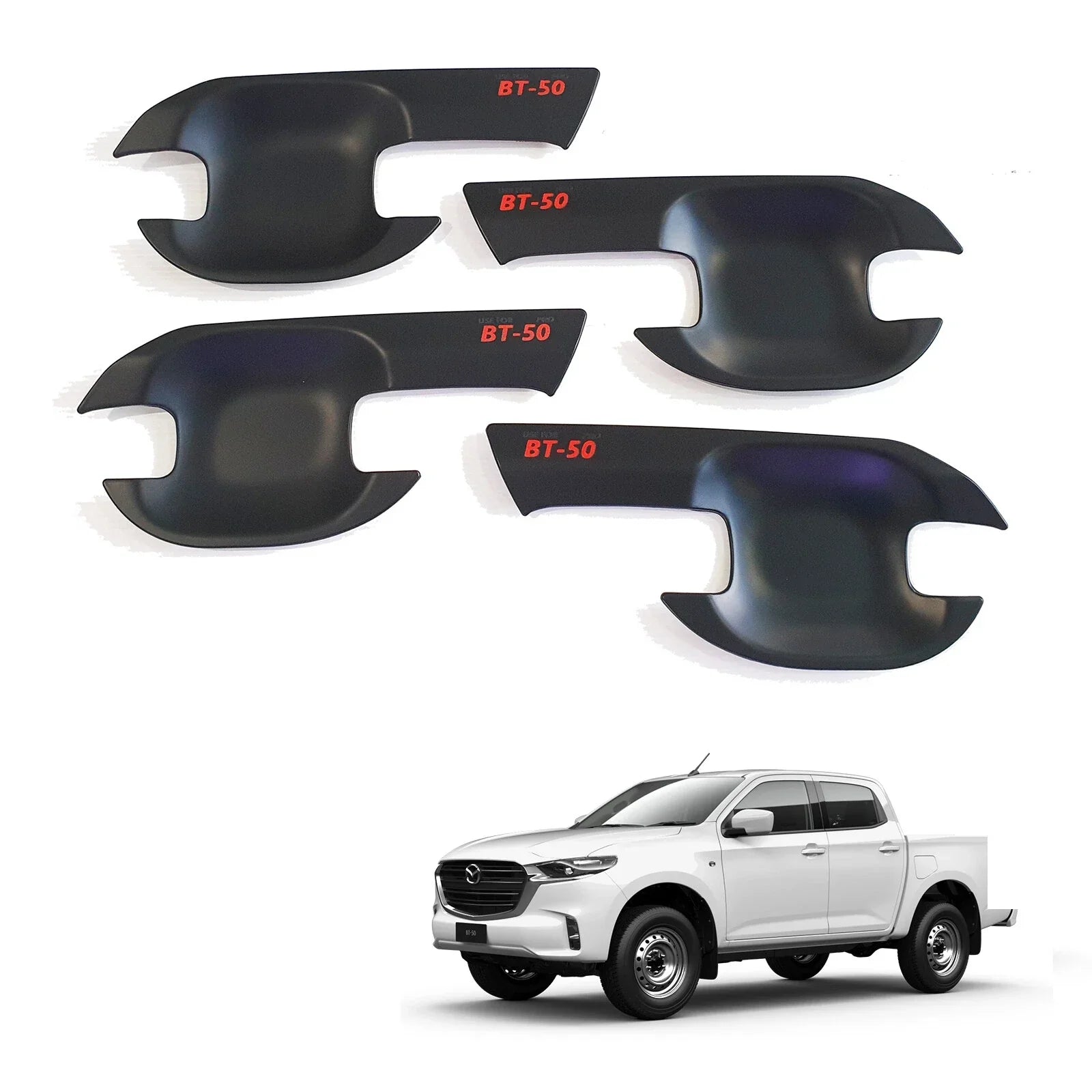 Matte Black Door Handle Cover Insert Bowl Trim for Mazda BT-50 (2021-2023)